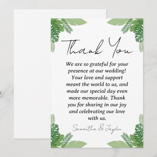 Moderne Tropische strand bruiloft dank u kaarten (Voorkant / Achterkant)