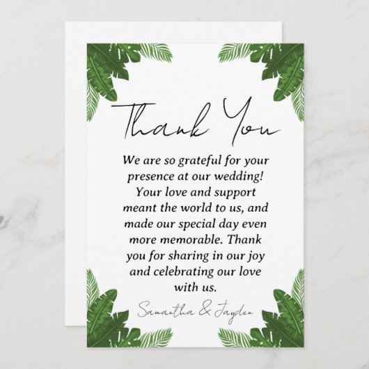 Moderne Tropische strand bruiloft dank u kaarten (Voorkant / Achterkant)