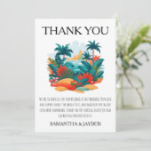 Moderne Tropische strand bruiloft dank u kaarten (Staand voorkant)