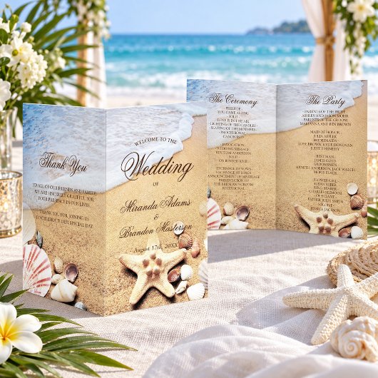 Moderne Tropische Strand Bruiloft Vouwprogramma Ka Flyer