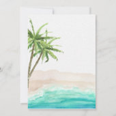 Moderne Tropische Strand en Palm Trees Bruiloft Kaart (Achterkant)