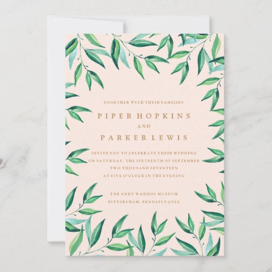 Moderne Tropische Strand Huwelijksuitnodiging Kaart (Voorkant)