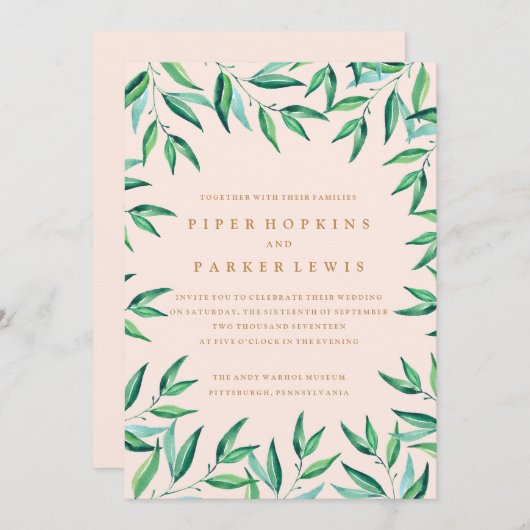 Moderne Tropische Strand Huwelijksuitnodiging Kaart (Voorkant / Achterkant)