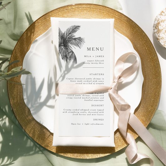 Moderne tropische strand minimalistische bruiloft  menu