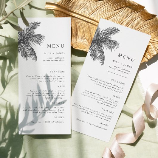 Moderne tropische strand minimalistische bruiloft menu