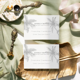 Moderne tropische strand minimalistische bruiloft RSVP kaartje