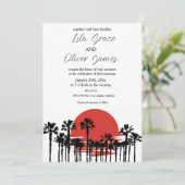 Moderne tropische strand oceaaan trouwuitnodiging kaart (Staand voorkant)