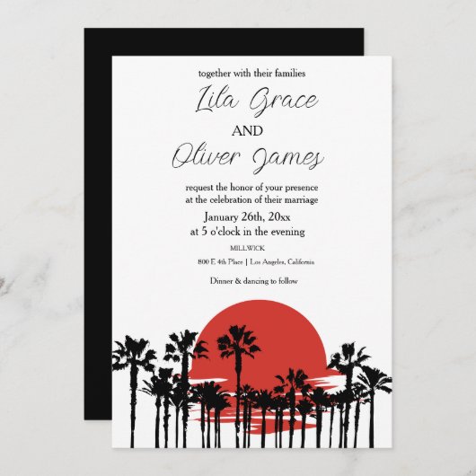 Moderne tropische strand oceaaan trouwuitnodiging kaart (Voorkant / Achterkant)