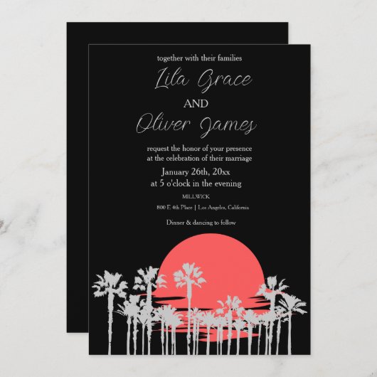 Moderne Tropische Strand Oceaan Trouw Uitnodiging (Voorkant / Achterkant)