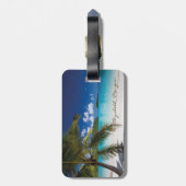 Moderne Tropische Strand, Palm, Zand Bagagelabel (Achterkant verticaal)