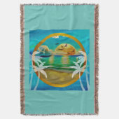 Moderne tropische strand palmbomen zonsondergang v deken (Voorkant Verticaal)