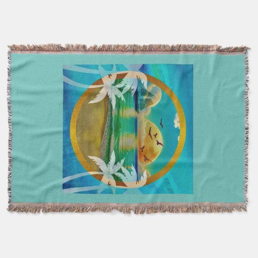 Moderne tropische strand palmbomen zonsondergang v deken (Voorkant)