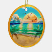 Moderne tropische strand palmbomen zonsondergang v keramisch ornament (Links)