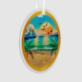 Moderne tropische strand palmbomen zonsondergang v ornament (voorkant)