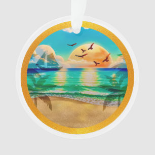 Moderne tropische strand palmbomen zonsondergang v ornament