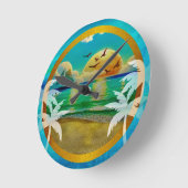 Moderne tropische strand palmbomen zonsondergang v ronde klok (Hoek)