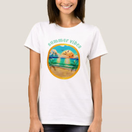 Moderne tropische strand palmbomen zonsondergang v t-shirt