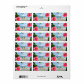 Moderne Tropische Strand, Stoel, Hibiscus Etiket (Full Sheet)