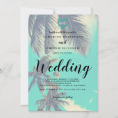 Moderne tropische strandpalmbekleding voor bruilof kaart (Voorkant)