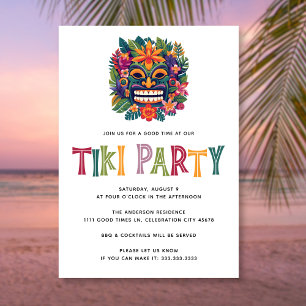 Moderne Tropische Tiki Luau Cocktailparty Zomer Kaart