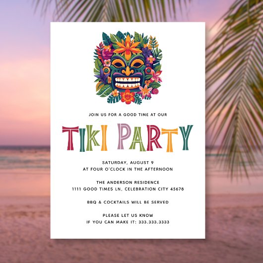 Moderne Tropische Tiki Luau Cocktailparty Zomer Kaart