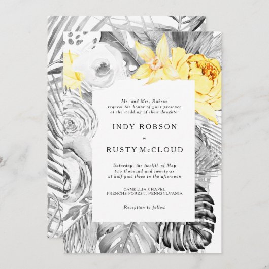 Moderne Tropische Trouw Uitnodiging (Voorkant / Achterkant)