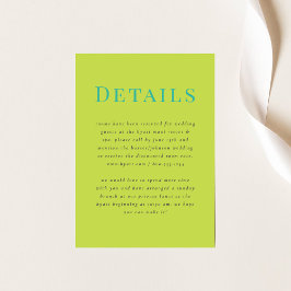 Moderne tropische trouwkaart informatiekaartje