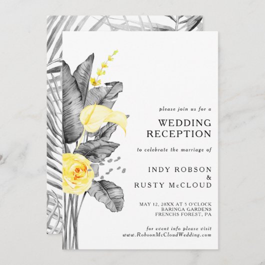 Moderne Tropische Trouwreceptie Uitnodiging (Voorkant / Achterkant)