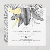 Moderne tropische vierkante bruiloft uitnodiging (Voorkant / Achterkant)