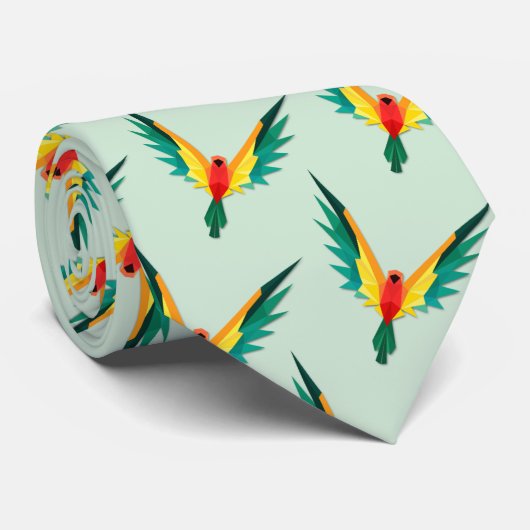 Moderne tropische vogelpatroon licht blauw stropdas (Opgerold)