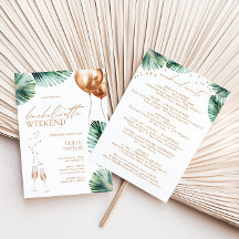 Moderne tropische vrijgezellenweekend uitnodiging