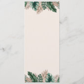 Moderne Tropische Waterverf Bladgroen Bruiloft Menu (Achterkant)