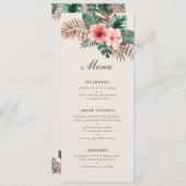 Moderne Tropische Waterverf Bladgroen Bruiloft Menu (Voorkant / Achterkant)