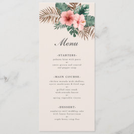 Moderne Tropische Waterverf Bladgroen Bruiloft Menu