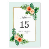 Moderne tropische Waterverf botanische bruiloft Kaart (Achterkant)