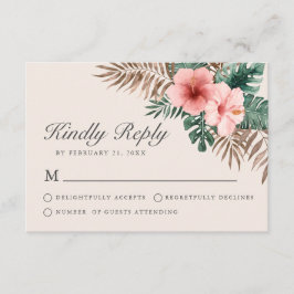 Moderne tropische Waterverf Floral Cream RSVP-kaar Advieskaart