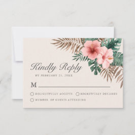 Moderne tropische Waterverf Floral Cream RSVP-kaar Advieskaart