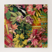 Moderne tropische Waterverf Floral-Indiaans patroo Legpuzzel (Horizontaal)