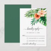 Moderne tropische Waterverf Floral RSVP-kaart Advieskaart (Voorkant / Achterkant)