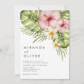 Moderne tropische Waterverf Floral Wedding Kaart (Voorkant)