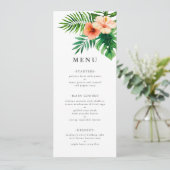 Moderne tropische Waterverf Floral Wedding Menu (Staand voorkant)