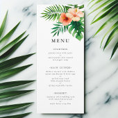 Moderne tropische Waterverf Floral Wedding Menu