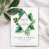 Moderne tropische Waterverf laat groen achter Save The Date