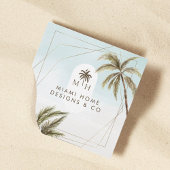 Moderne tropische Waterverf palm Trees monogram Vierkante Visitekaartje