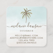 Moderne tropische Waterverf palm Trees monogram Vierkante Visitekaartje (Achterkant)