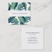 Moderne tropische waterverf verlaat professionele vierkante visitekaartje (Voorkant / Achterkant)