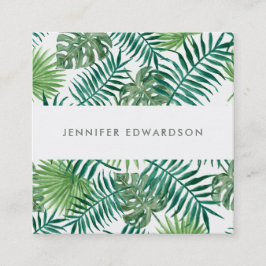 Moderne tropische waterverf verlaat professionele vierkante visitekaartje