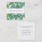 Moderne tropische waterverf verlaat professionele vierkante visitekaartje (Voorkant / Achterkant)