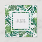 Moderne tropische waterverf verlaat professionele vierkante visitekaartje (Voorkant)