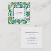 Moderne tropische waterverf verlaat professionele vierkante visitekaartje (Voorkant / Achterkant)